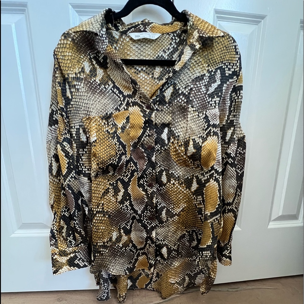 ZARA SNAKE SKIN SILK BLOUSE